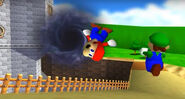 Mario and Luigi entering the portal Ganondorf came from.