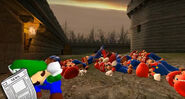 Numerous head-on assault attempts result in Mario losing many lives in the process.