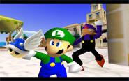 Luigi throws Spiny Shell