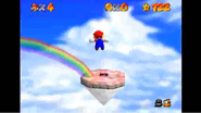 Mario salta hacía una plataforma