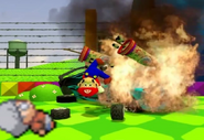 Mario crashed and burned.