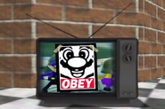 A sign saying to obey Mario.