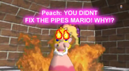 The Princess Peach being furious at Mario who didn't fix the pipes that appeared around her Castle.