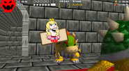 Bowser Jr. holding a sign with Peach on it.