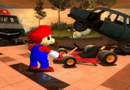 Mario finds his new kart.