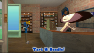 Tari greeting Beedle at Game Go