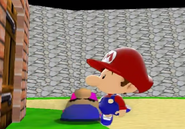 Pink being attacked by Baby Mario.