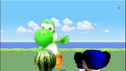 Yoshi and somebody else with a watermelon