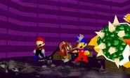 Bowser and Eggman crash through Club Pingas.