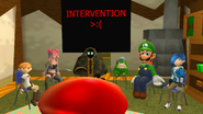 The SMG4 Gang (except for SMG4 & Melony) confronting Mario about his NFT addiction in SMG4: Mario Gets Into NFTs.