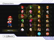 La schermata di selezione personaggi al completo
