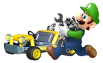 Luigi con la sua bananauto equipaggiata con le normali