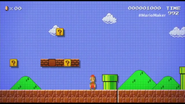 L'effetto di un Fungo Luigi, che dà un aspetto lungo e sottile a Mario.