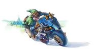 Arte concettuale di Link a bordo del Destriero di Hyrule