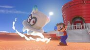 Cappy e Mario nel Desert Kingdom.