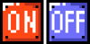 ON/OFF Switch's forms and their appearance in the Super Mario World Game Style.