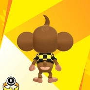 AiAi wearing a yellow banana mask and a checker print shirt (back view)