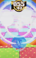 Screenshot of Sonic spinning then doing the peace gesture