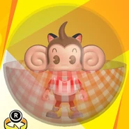 AiAi wearing cat ears, a white & red soccer uniform shirt, yellow high-cut low-tech sneakers, and in a gingham check red ball (front view)