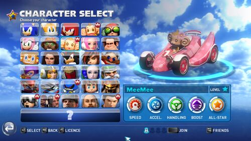 MeeMee in the character select menu in Transformed.