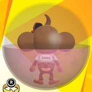 AiAi wearing a tengu mask, a Sega logo shirt, and in a pink star ball (back view)