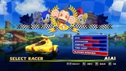 AiAi and his vehicle on the character select screen