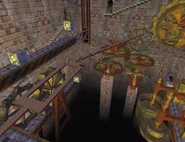 The chain forming a straight path to the blue goal (Clock Tower Factory)