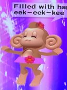 Screenshot of MeeMee doing the magical chant with the other monkeys