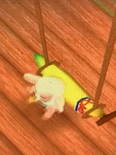 Baby sitting on the swing