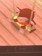 Screenshot of GonGon sitting on the swing