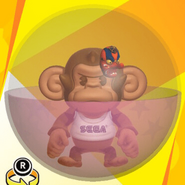 GonGon wearing a tengu mask, a Sega logo shirt, and in a pink star ball (front view)