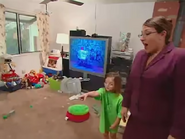 Jo Frost and Mackenzie (Note: Spongebob appears on TV)