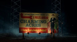 Welcome to Charming Acres sign 