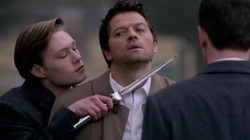 Castiel gets ambushed by some of Bartholomew's angel followers