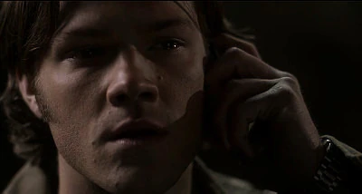 Sam is crushed by Dean's message, never imagining that it's fabricated by either the angels or the demons.