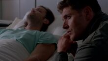 Dean watching over sam in hospital