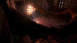 Abaddon escapes from Josie's burning body