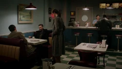 Castiel confronts with Ishim and Mirabel in a diner