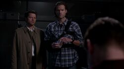 Sam and Castiel cautiously watches as Dean begins to stir awake