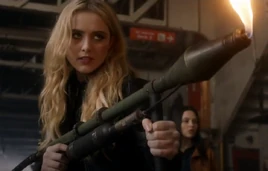 Claire using flamethrower