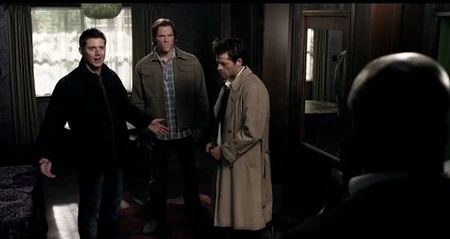 Dean and Sam can't believe the angels would smite an entire town to get to "one little witch."