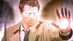 Castiel about to blast Crowley