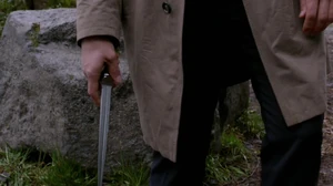 Castiel draws Angel Blade in battle