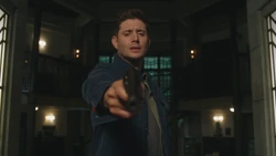 Dean shoots Lucifer with the Colt.