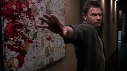 As Lucifer smites Ganesh, Gabriel's warning that he would turn the gods into "finger paint" is somewhat realized.