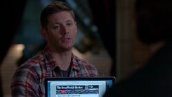 Dean cuts off Sam's reply with a case they need to investigates