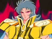 Saga de Gêmeos (Os Cavaleiros do Zodíaco) usando a técnica "Outra Dimensão" contra Seiya de Pégaso.