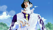 Aokiji (One Piece) comeu a Hie Hie no Mi, uma Akuma no Mi do tipo Logia que permite com que ele crie, controle e se transforme em gelo e frio...