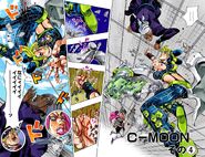 Enrico Pucci (JoJo's Bizarre Adventure: Stone Ocean), com o poder do seu Stand, C-Moon, pode transformar o seu usuário em um ponto antigravitacional, fazendo todos que se aproximam dele "caiam" para direções opostas. Ele também é capaz de aumentar a força gravitacional sobre um objeto para fazê-lo virar do avesso...