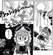 Arale Norimaki (Dr. Slump/Dragon Ball) é capaz de fazer várias proeza ilógicas e sem explicação, como perfurar o sol com um espeto e estoura-lo como se fosse um balão.